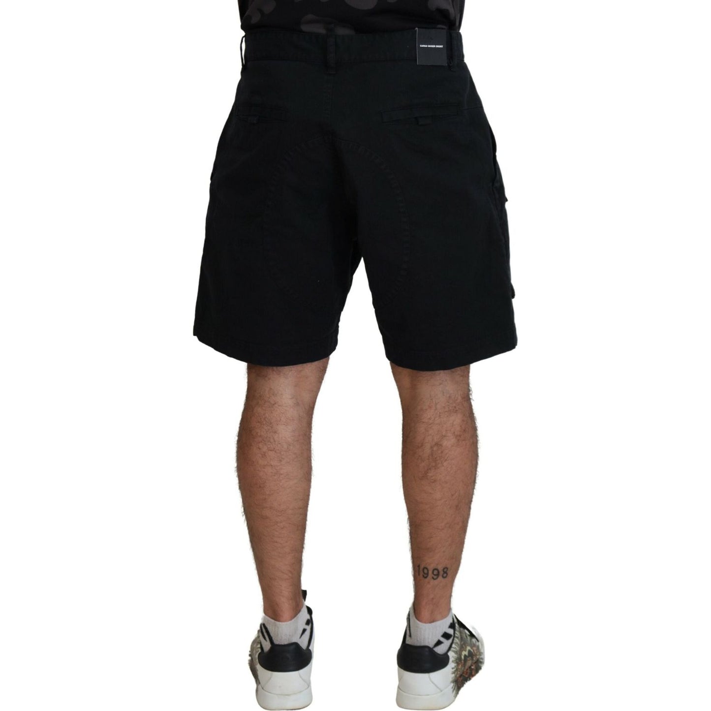 Dsquared² Black Cotton Cargo Boxer Above Knee Shorts black-cotton-cargo-boxer-above-knee-shorts