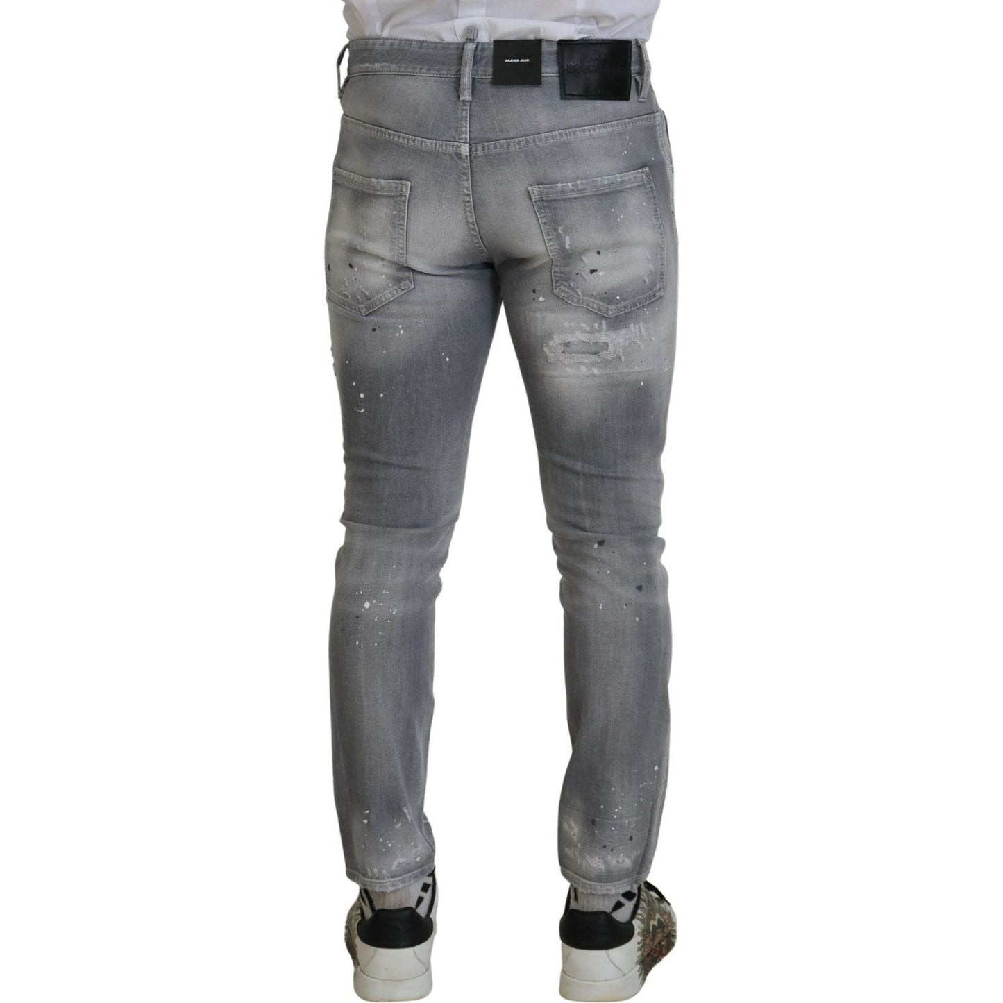 Dsquared² Gray Washed Cotton Slim Fit Casual Men Denim Jeans gray-washed-cotton-slim-fit-casual-men-denim-jeans