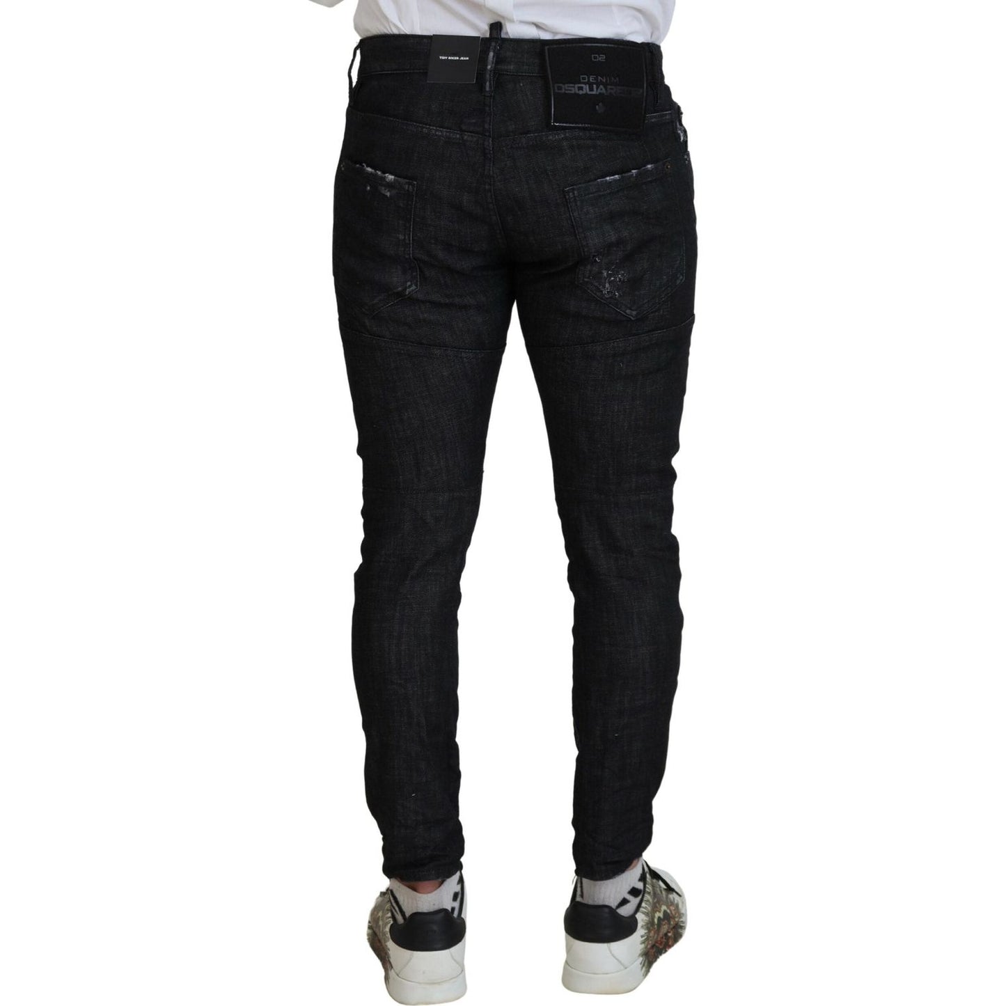 Dsquared² Black Washed Cotton Skinny Casual Men Denim Jeans black-washed-cotton-skinny-casual-men-denim-jeans