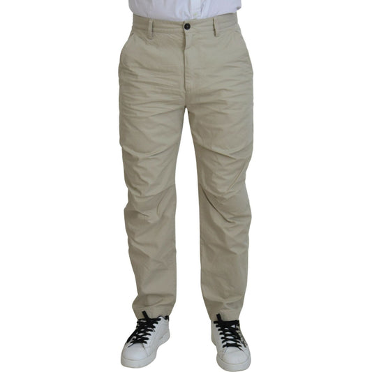 Dsquared² Beige Cotton Straight Fit Men Casual Pants beige-cotton-straight-fit-men-casual-pants