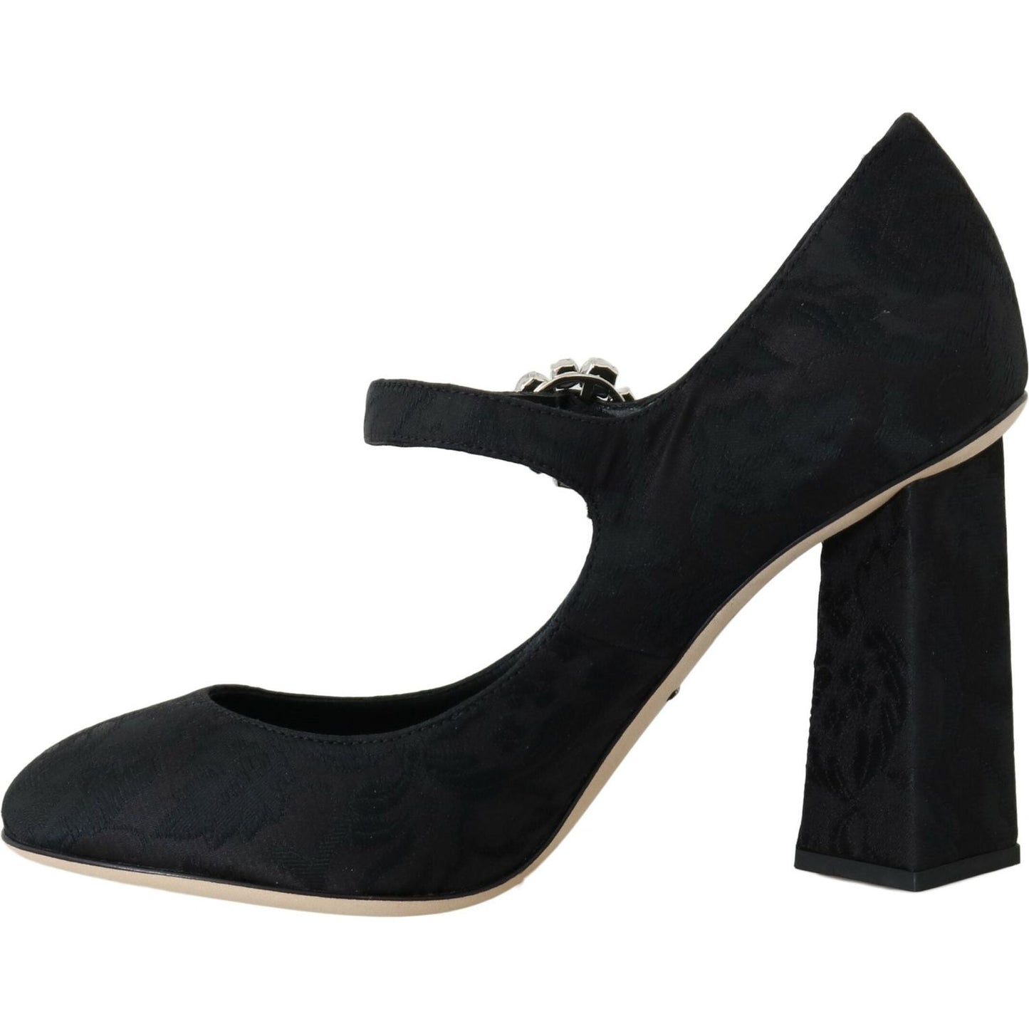 Dolce & Gabbana Elegant Black Crystal Brocade Pumps black-brocade-high-heels-mary-janes-shoes