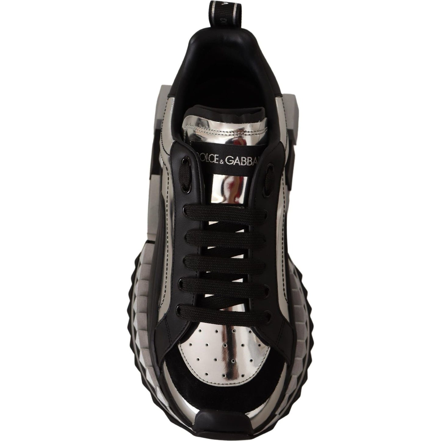 Dolce & Gabbana Elegant Super King Leather Sneakers - Silver & Black elegant-super-king-leather-sneakers-silver-black