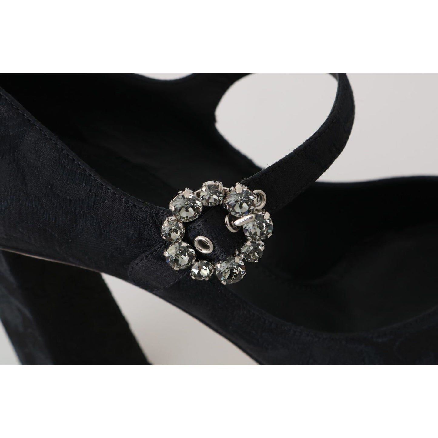 Dolce & Gabbana Elegant Black Crystal Brocade Pumps black-brocade-high-heels-mary-janes-shoes