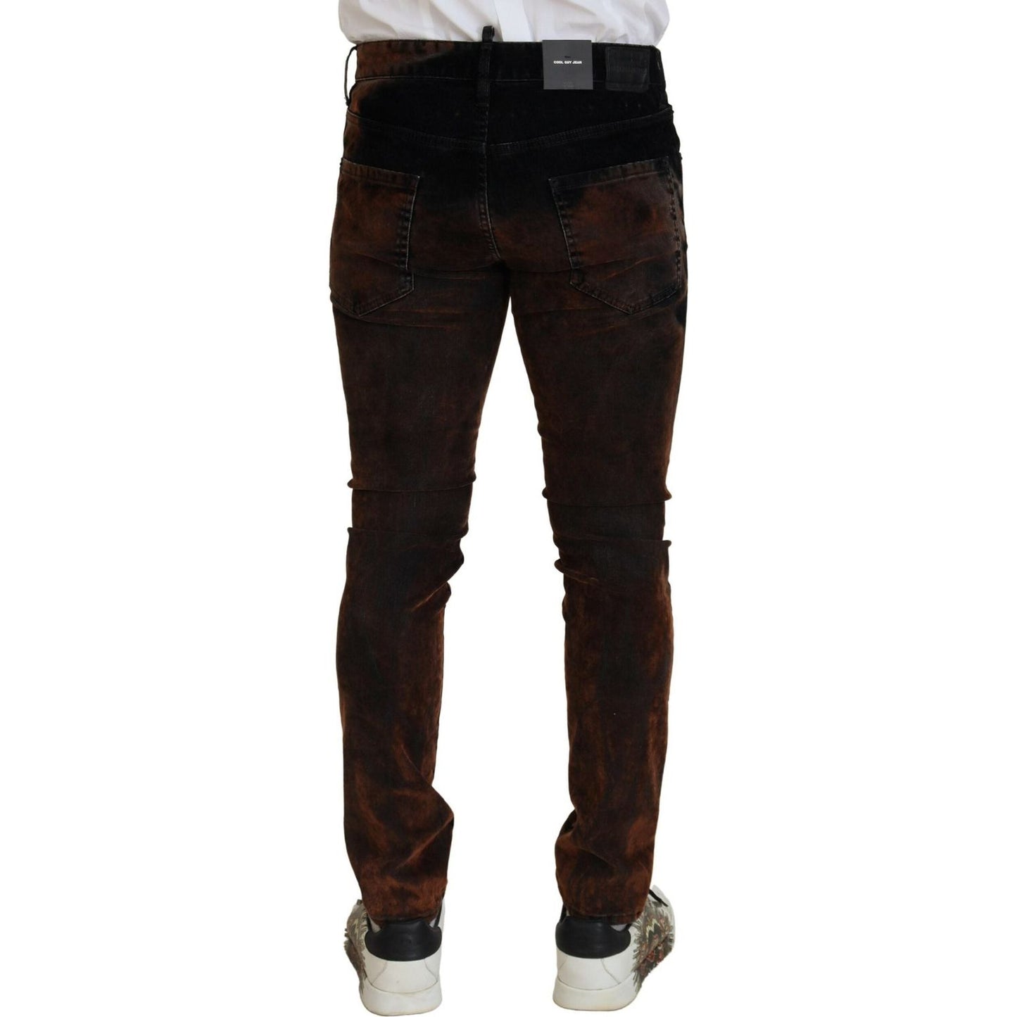 Dsquared² Brown Washed Cotton Skinny Casual Denim Jeans brown-washed-cotton-skinny-casual-denim-jeans