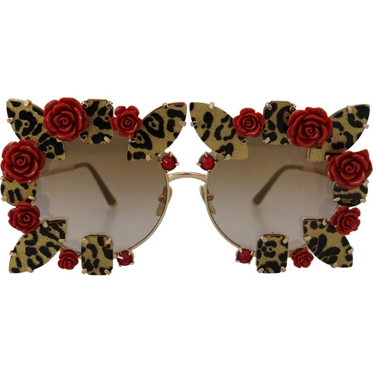 Elegant Round Rose-Embellished Sunglasses