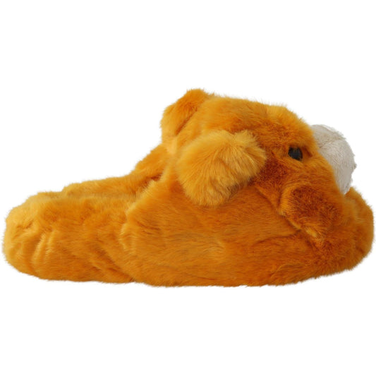 Dolce & Gabbana Sunshine Yellow Lion Slippers yellow-lion-flats-slippers-sandals-shoes