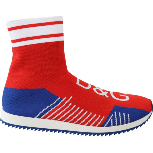Dolce & Gabbana Chic SORRENTO Casual Socks Sneakers blue-red-sorrento-logo-sneakers-socks-shoes