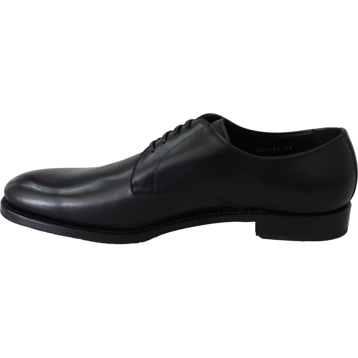 Dolce & Gabbana Elegant Black Leather Derby Dress Shoes Dress Shoes black-leather-sartoria-hand-made-shoes