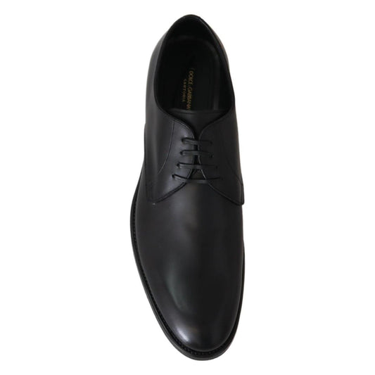 Dolce & Gabbana | Elegant Black Leather Derby Dress Shoes| McRichard Designer Brands   