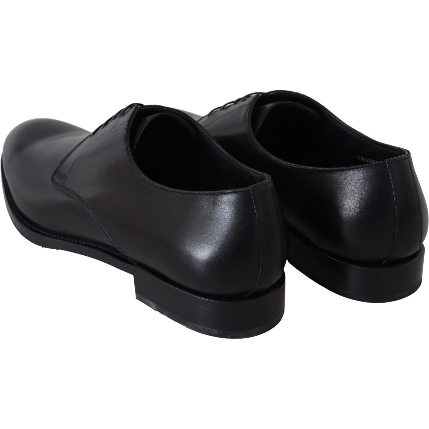 Dolce & Gabbana Elegant Black Leather Derby Dress Shoes Dress Shoes black-leather-sartoria-hand-made-shoes