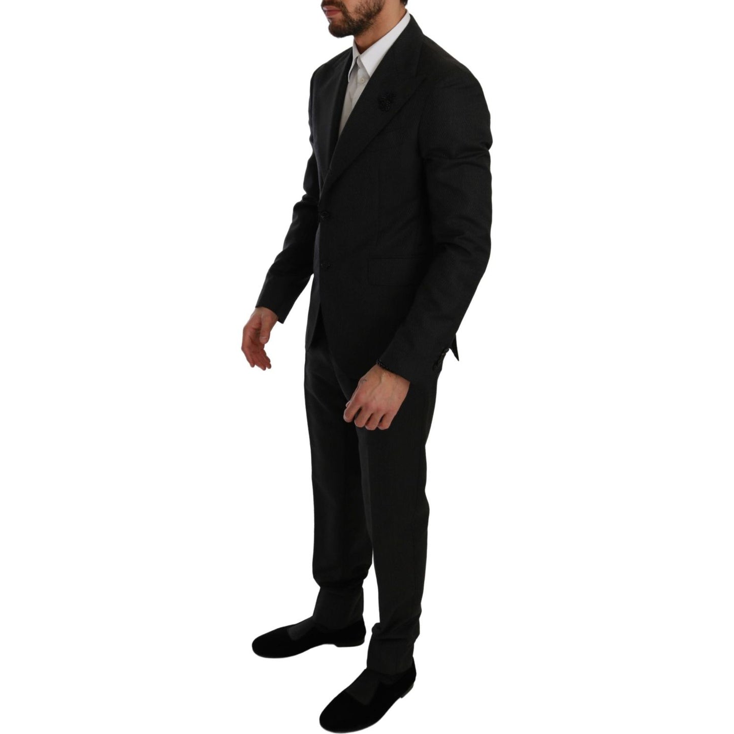 Elegant Black Crystal-Embellished Two-Piece Suit