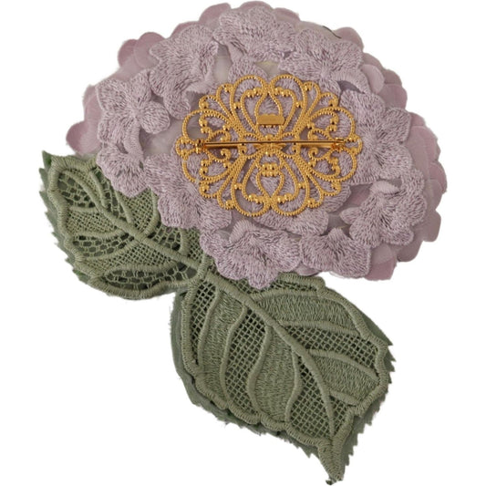 Dolce & GabbanaElegant Purple Floral Silk Blend BroochMcRichard Designer Brands£529.00