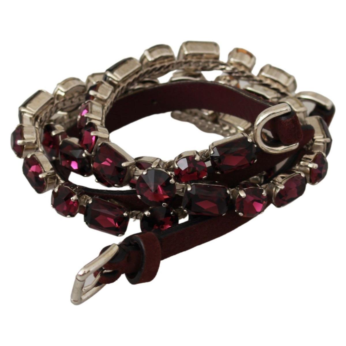 Dolce & Gabbana Crystal-Embellished Purple Leather Belt Belt purple-leather-crystals-waist-belt-1