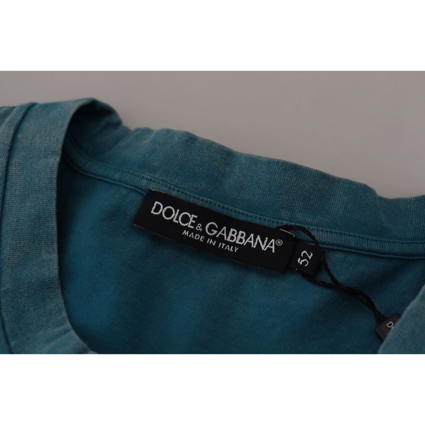 Dolce & Gabbana Elegant Crew Neck Cotton Tee in Blue blue-logo-print-crewneck-cotton-t-shirt