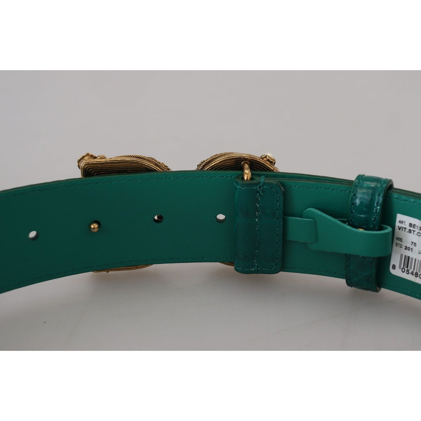 Green Amore Leather Logo Buckle Women Belt