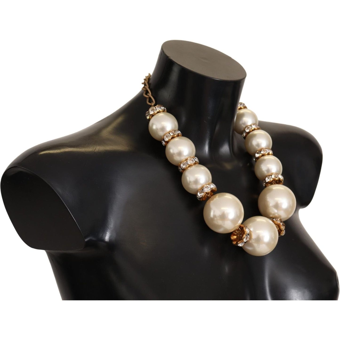 Elegant Faux Pearl Charm Necklace with Crystal Accents