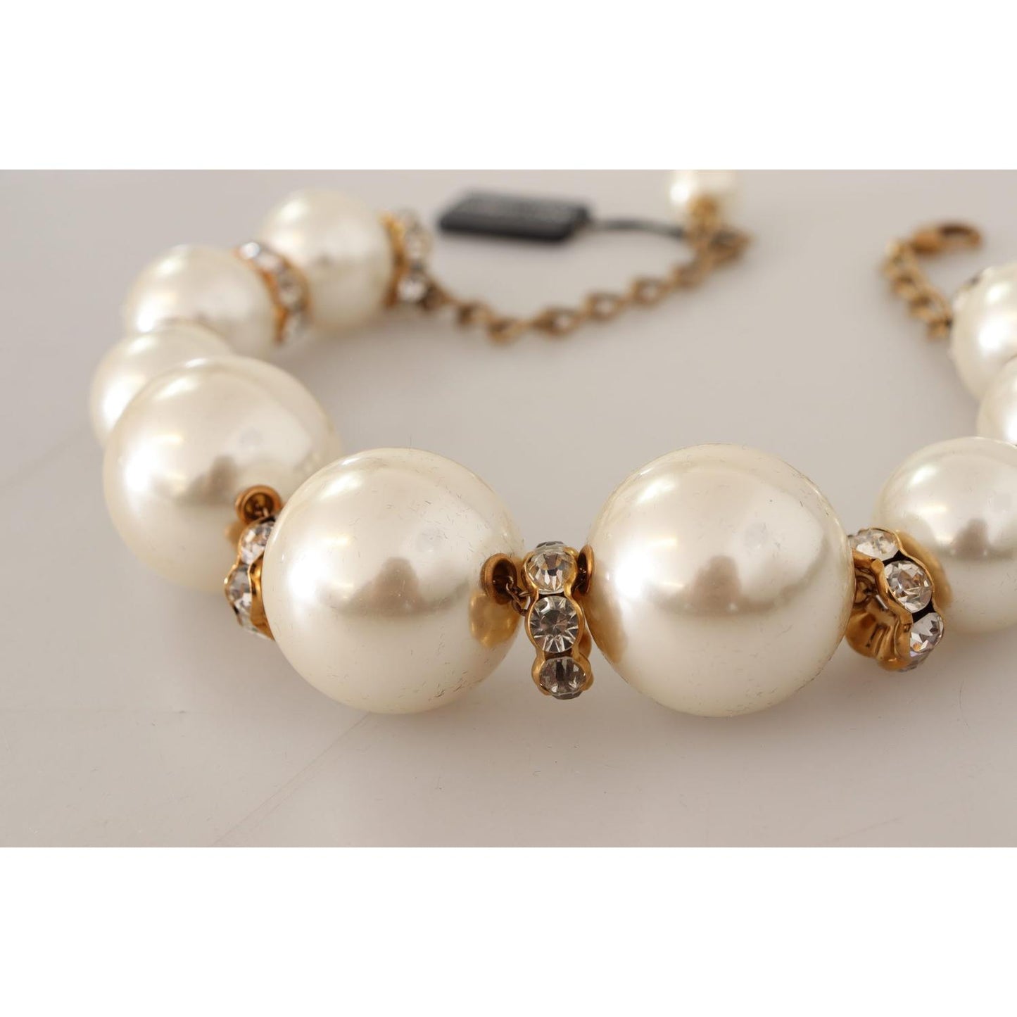 Elegant Faux Pearl Charm Necklace with Crystal Accents