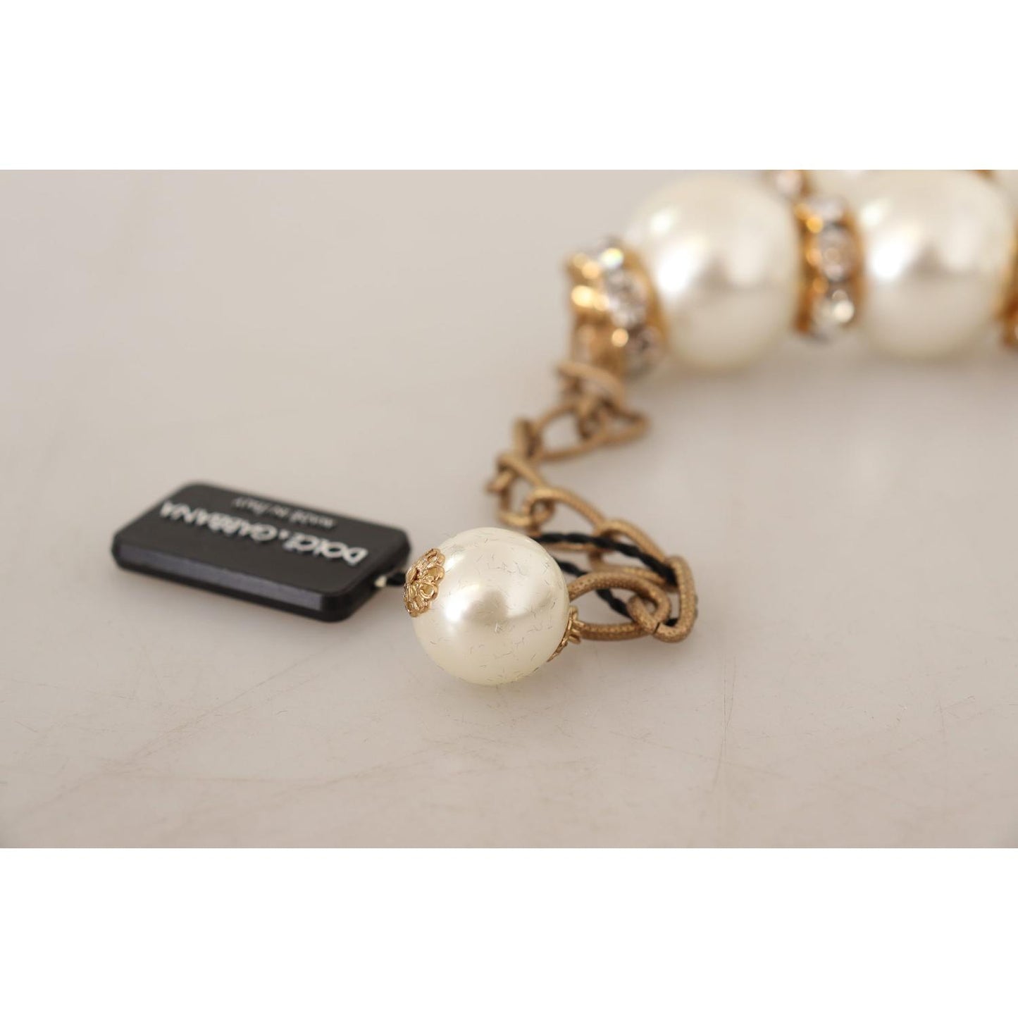 Elegant Faux Pearl Charm Necklace with Crystal Accents