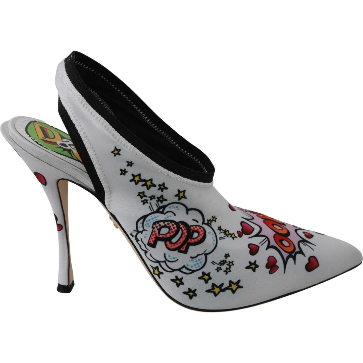 Dolce & Gabbana | Chic White Multicolor Slingbacks Pumps| McRichard Designer Brands   