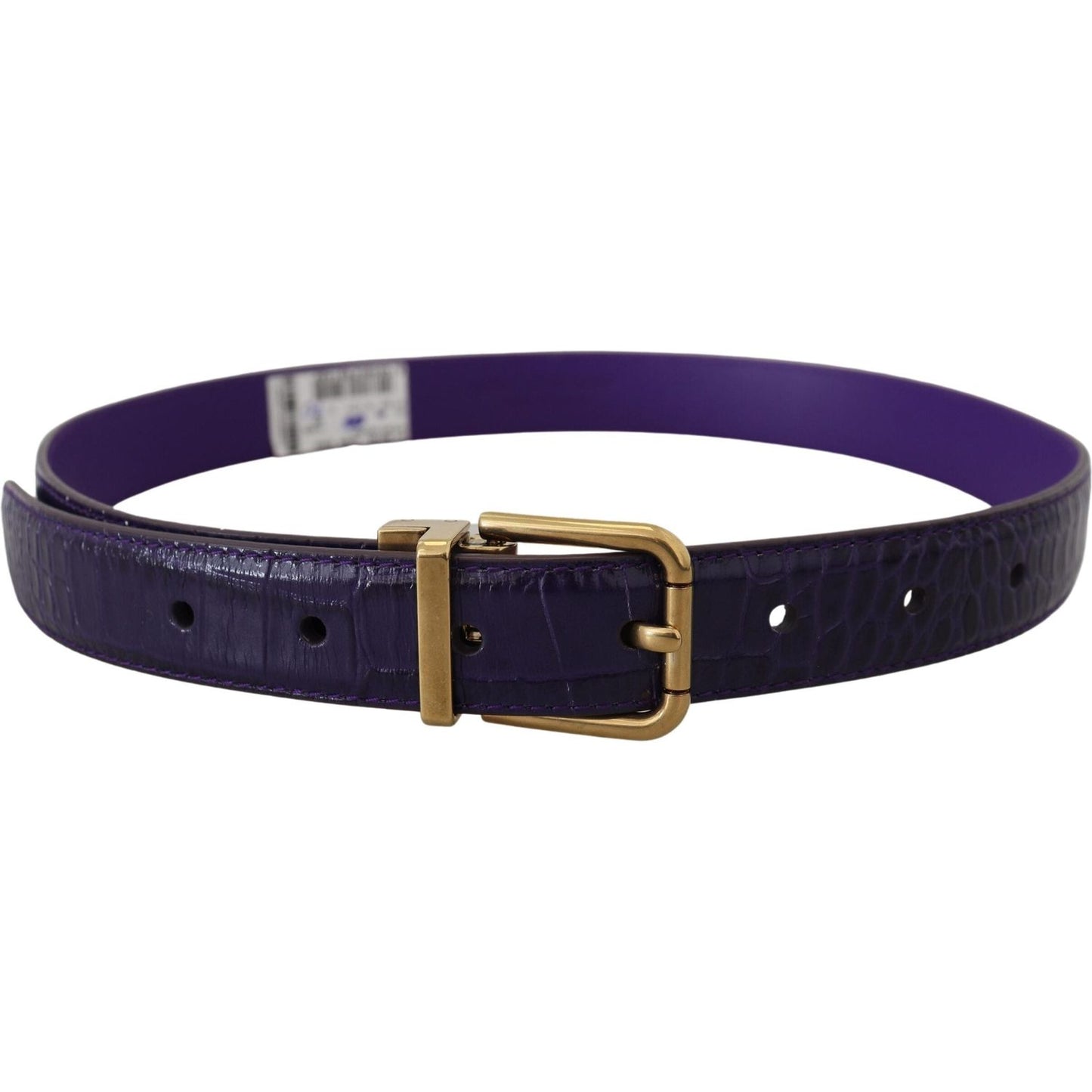 Purple Exotic Leather Gold Metal Buckle Belt