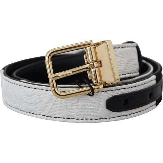 White Black Patchwork Gold Metal Buckle Belt