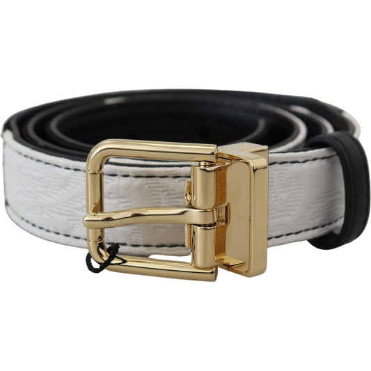 White Black Patchwork Gold Metal Buckle Belt