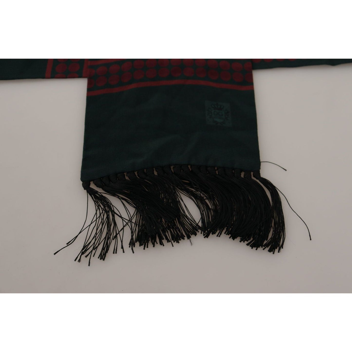 Dolce & Gabbana Elegant Red Silk Men's Scarf black-dg-logo-print-wrap-shawl-fringe-scarf