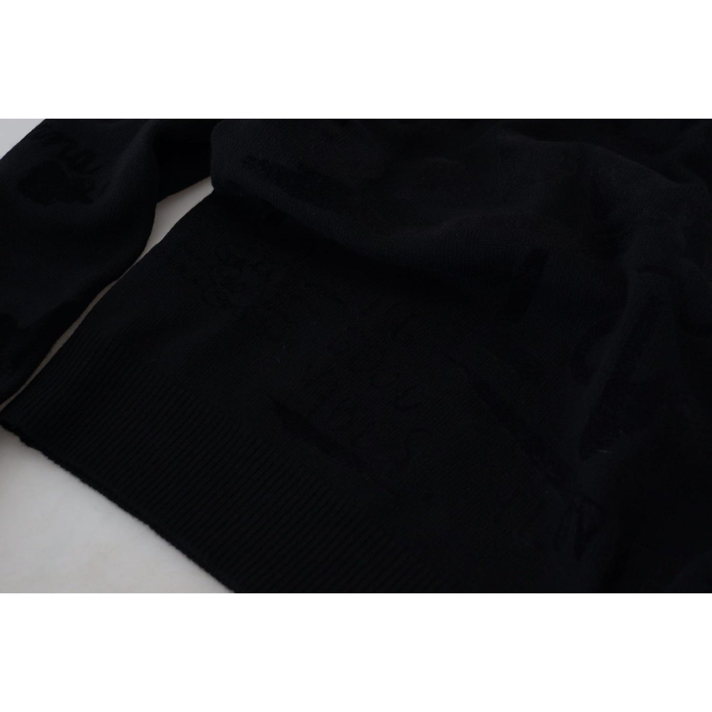 Dolce & Gabbana Elegant Black Logo Wool Sweater black-wool-logo-pattern-crewneck-pullover-sweater