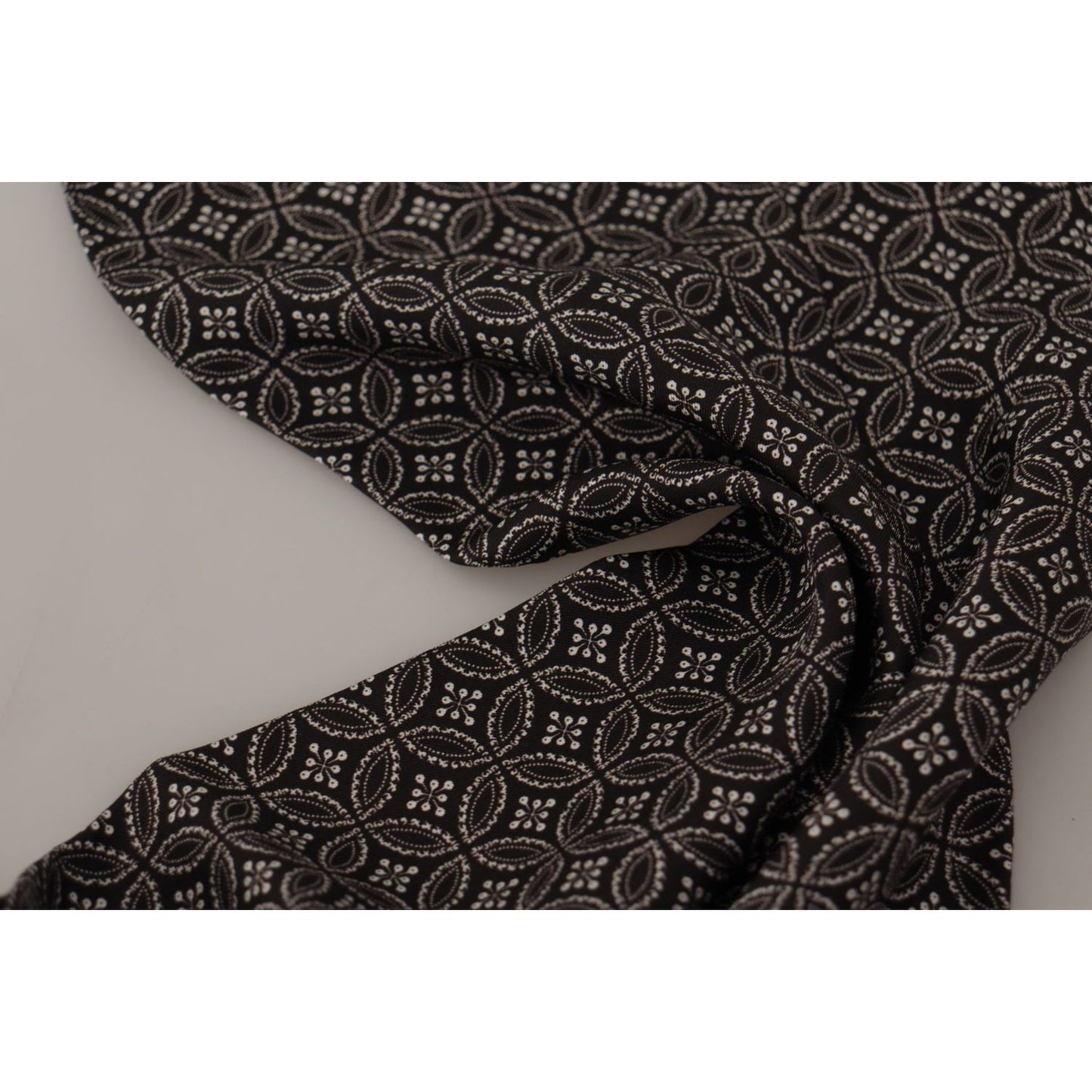 Dolce & Gabbana Elegant Silk Geometric Patterned Men's Scarf brown-geometric-patterned-shawl-wrap-fringe-scarf