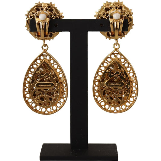 Dolce & Gabbana Baroque Multicolor Crystal Dangle Earrings gold-crystal-dg-sicily-clip-on-jewelry-dangling-earrings