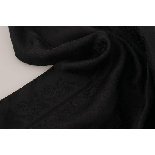 Dolce & Gabbana Elegant Silk Men's Square Scarf Wrap black-flora-design-mens-square-handkerchief-scarf