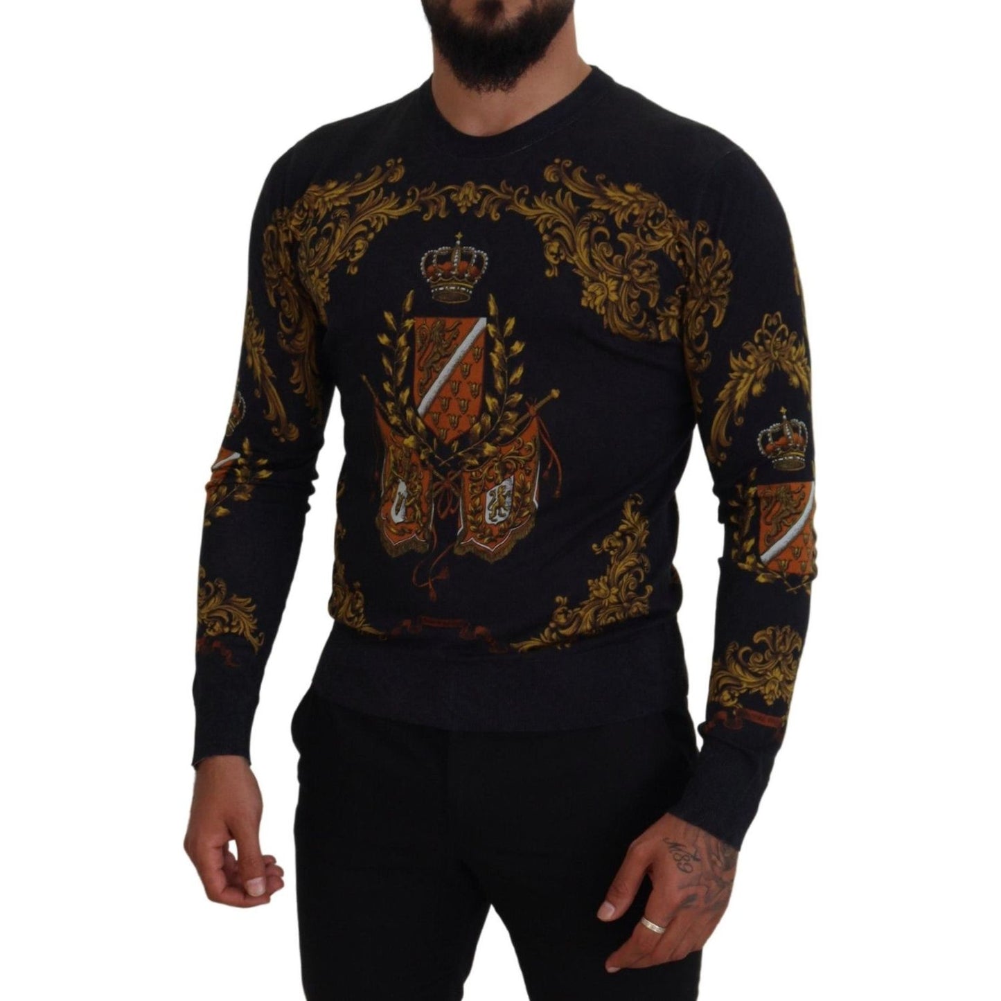 Dolce & Gabbana | Baroque Medal Motive Silk Sweater| McRichard Designer Brands   