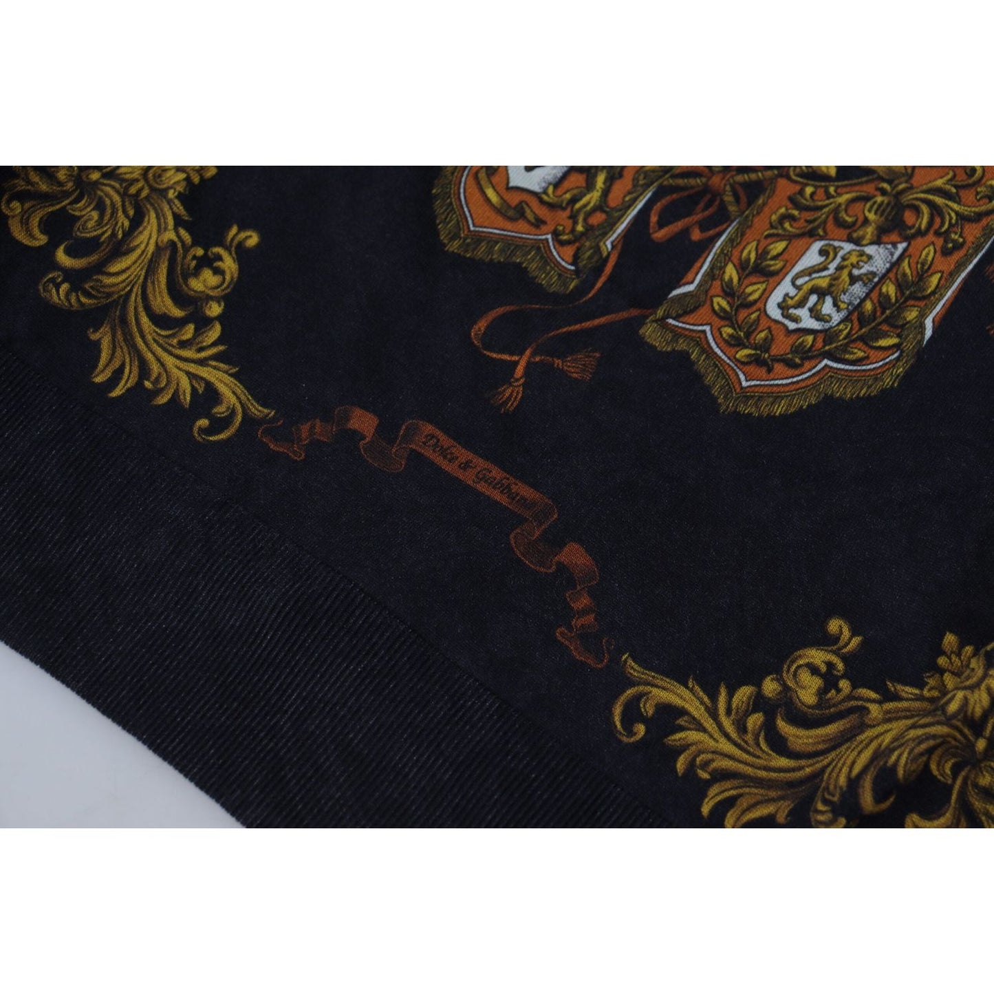 Dolce & Gabbana Baroque Medal Motive Silk Sweater gray-silk-baroque-medal-motive-sweater
