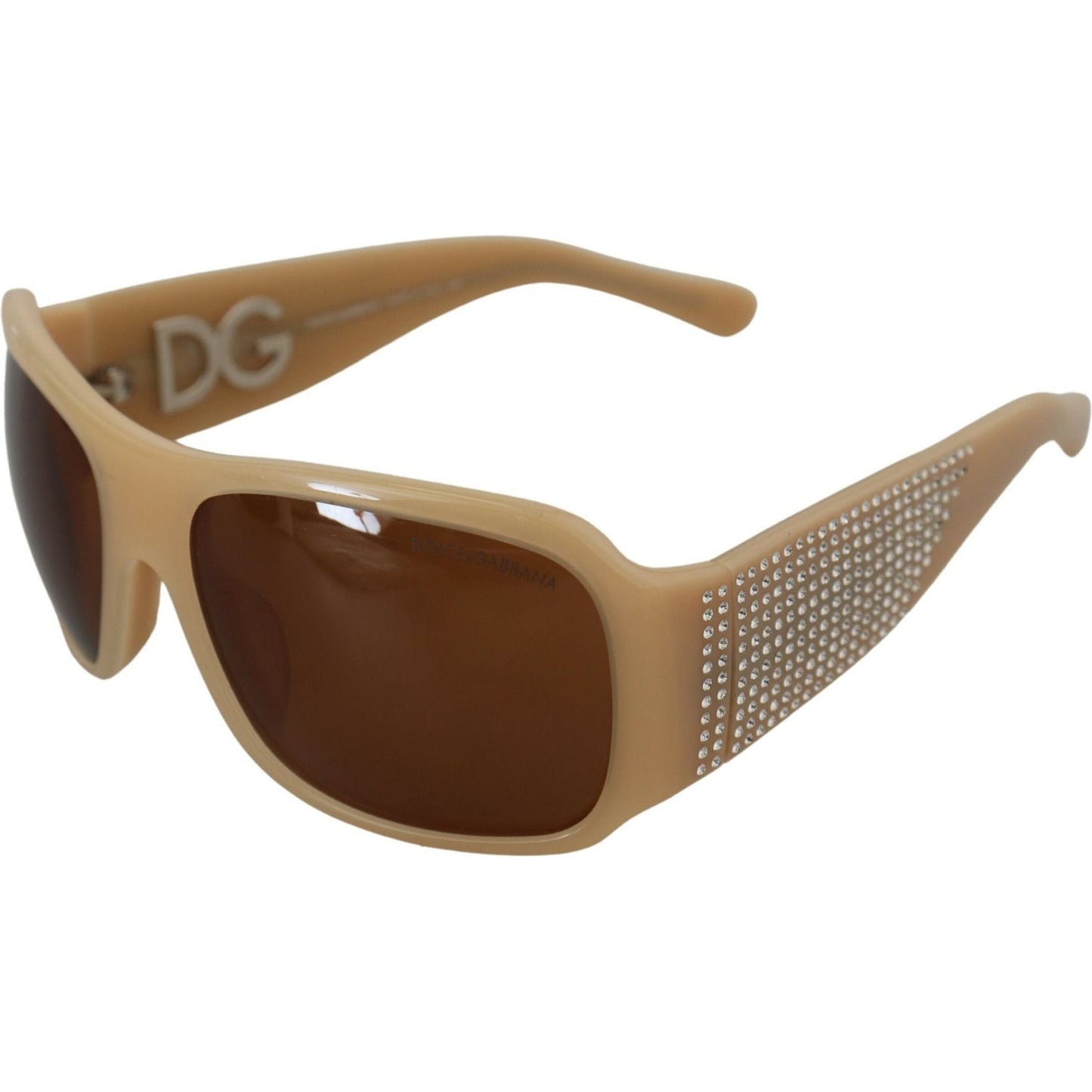 Dolce & Gabbana Elegant Cream Swarovski Sunglasses cream-dg4027b-swarovski-stones-brown-lens-sunglasses