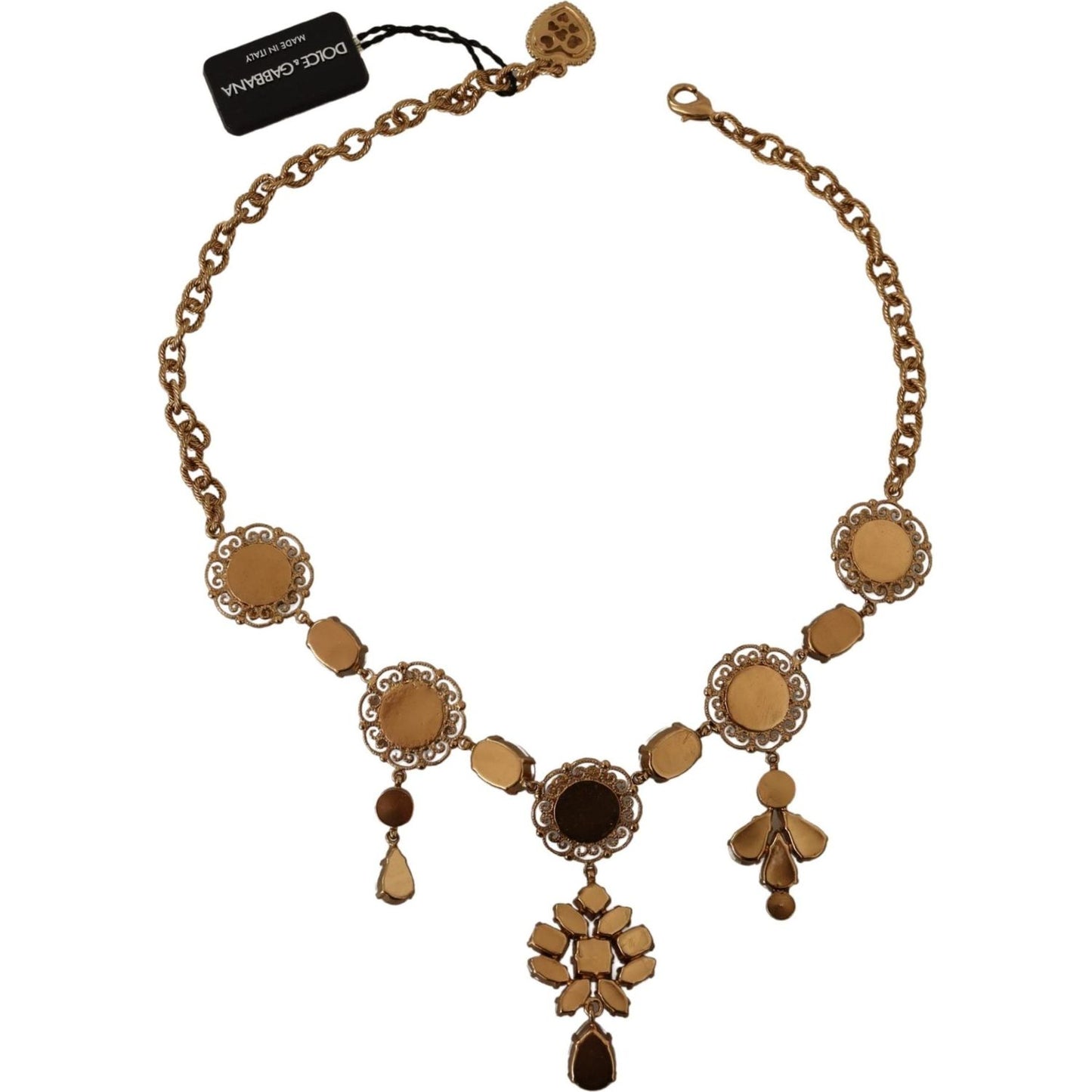 Dolce & Gabbana Elegant Floral Statement Necklace WOMAN NECKLACE gold-brass-floral-sicily-charms-statement-necklace