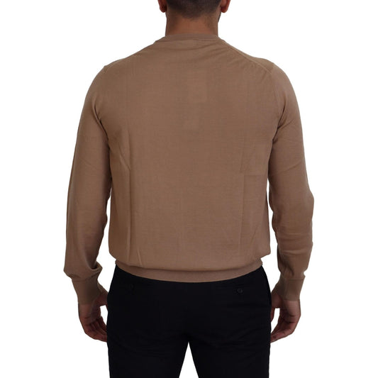 Dolce & Gabbana Beige Cashmere Crewneck Pullover Sweater beige-cashmere-crown-logo-pullover-sweater