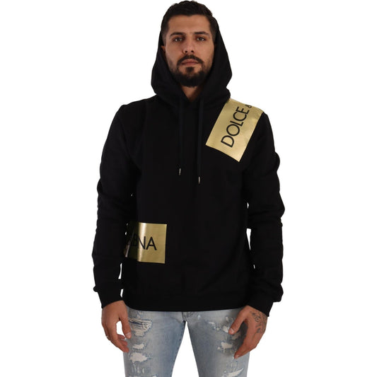 Dolce & Gabbana Elevate Your Style with a Black Golden-Logo Pullover elevate-your-style-with-a-black-golden-logo-pullover