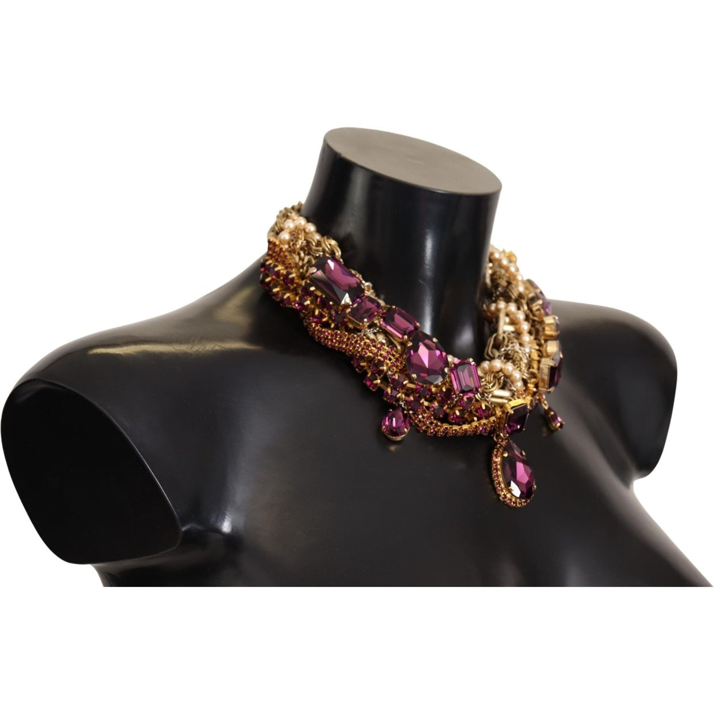 Dolce & Gabbana Sicilian Sparkle Gold-Tone Statement Necklace WOMAN NECKLACE gold-brass-sicily-purple-crystal-necklace