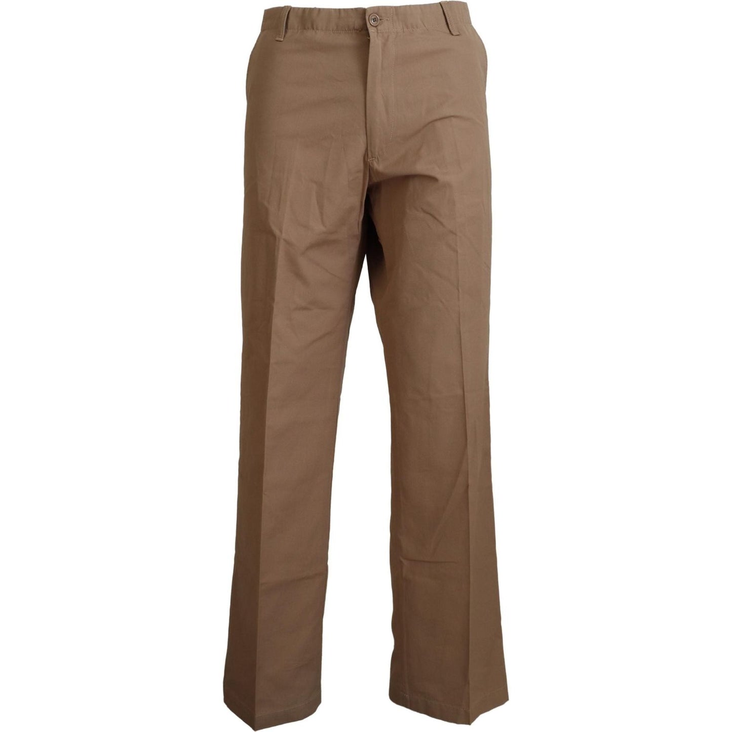 GF Ferre Elegant Brown Straight Fit Chinos brown-cotton-straight-fit-chinos-men-pants