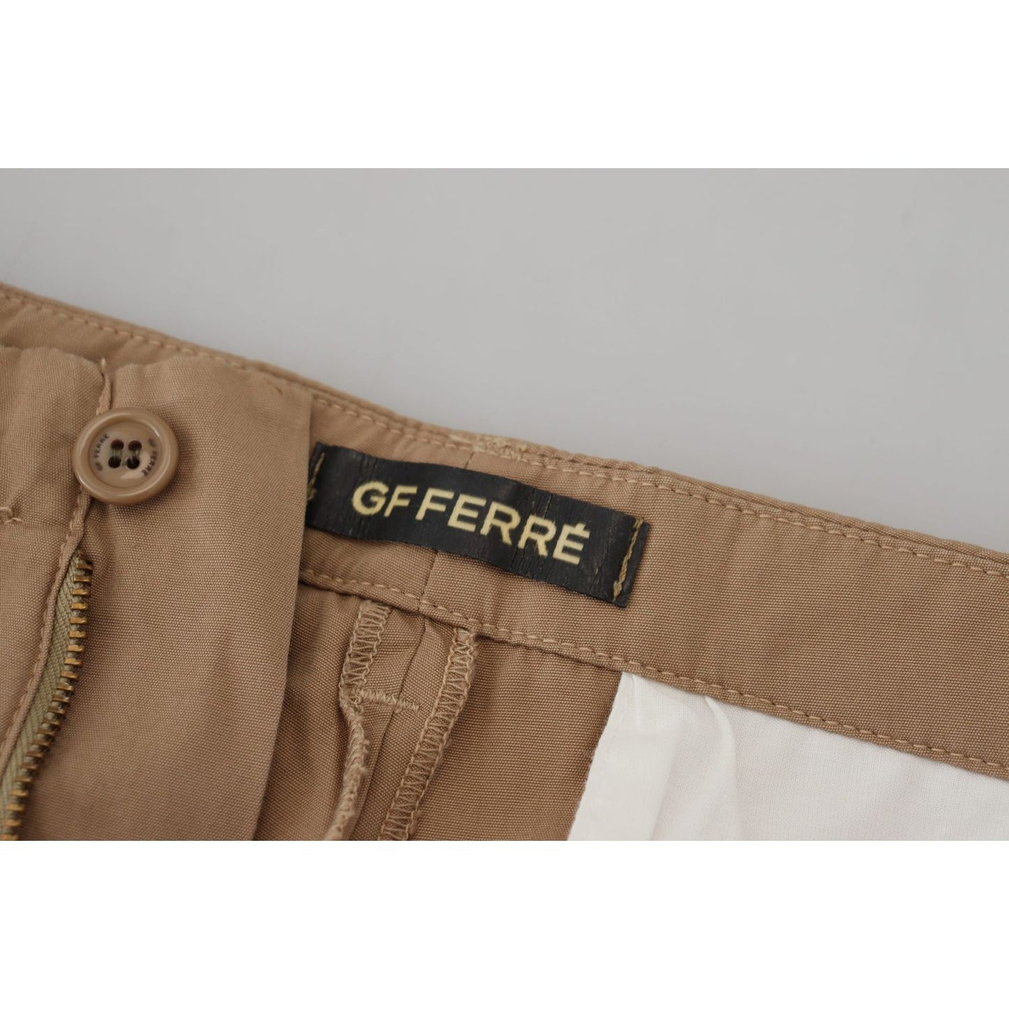 GF Ferre | Elegant Brown Straight Fit Chinos| McRichard Designer Brands   