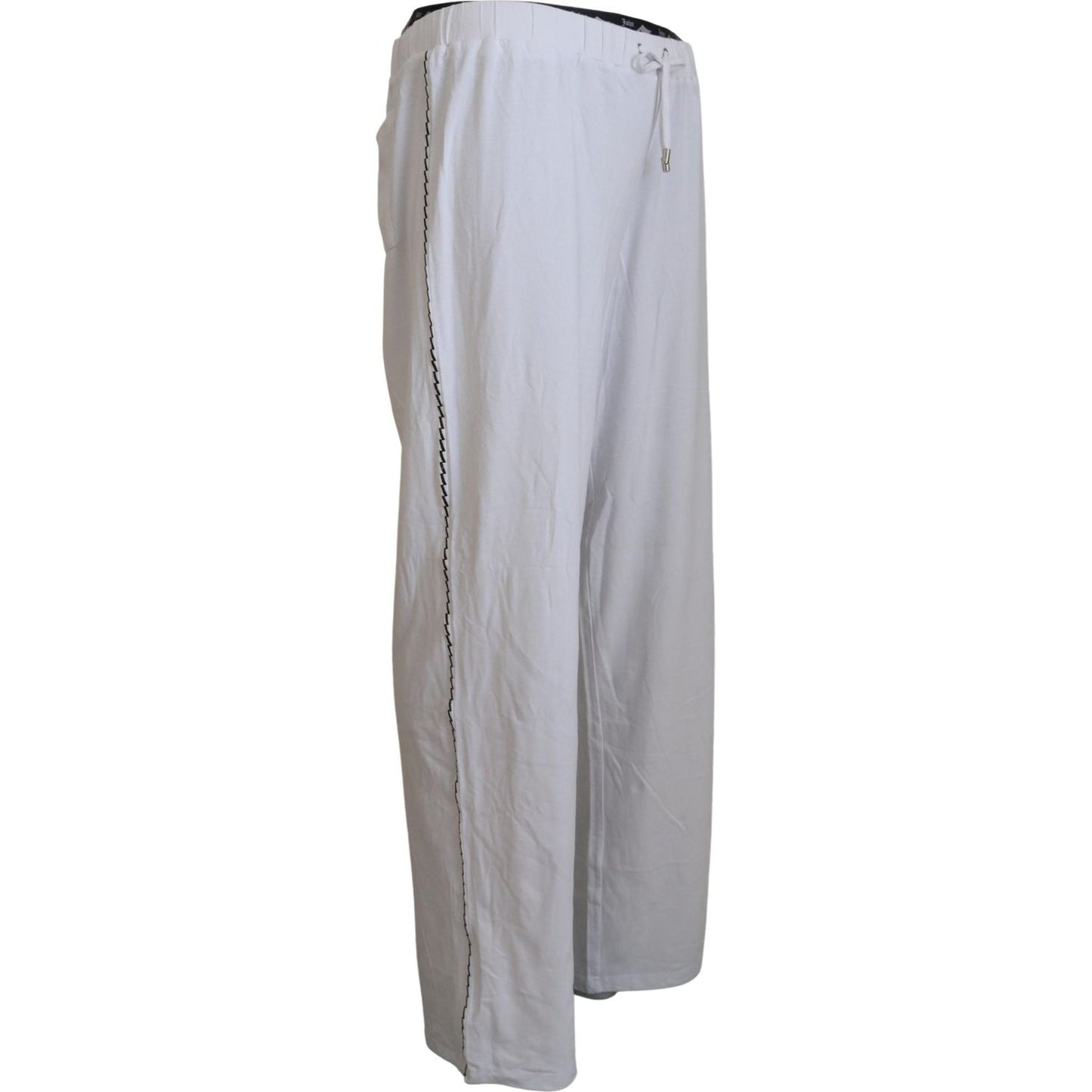 John Galliano Elegant Wide Leg Cotton Pants white-cotton-logo-loose-men-pants