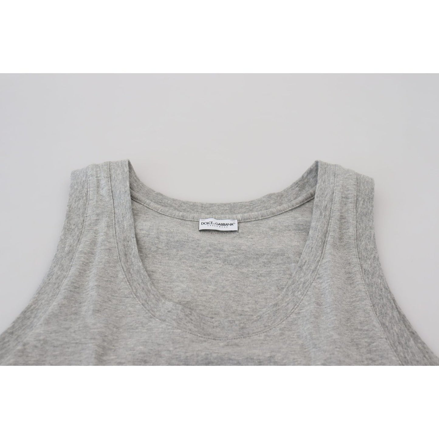 Dolce & Gabbana Elegant Gray Cotton Tank Top Tee gray-sleeveless-logo-print-underwear-t-shirt