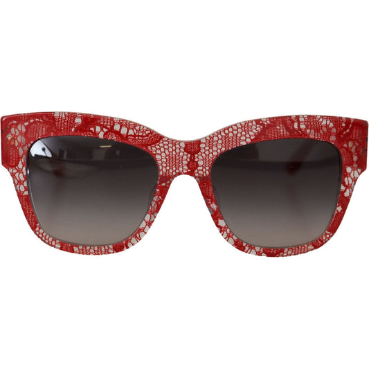 Dolce & Gabbana Elegant Red Lace Detail Sunglasses red-dg4231f-lace-acetate-rectangle-shades-sunglasses