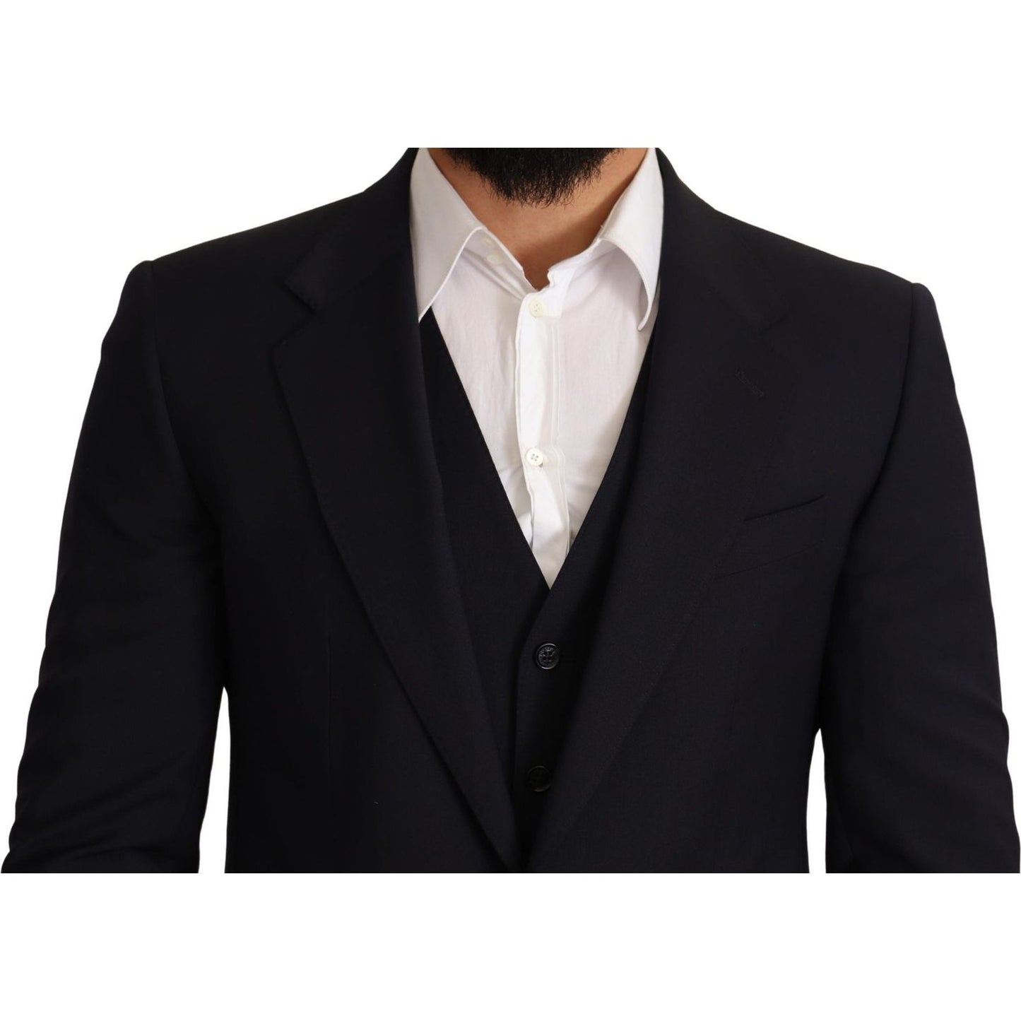 Elegant Dark Blue Wool Blend Martini Suit