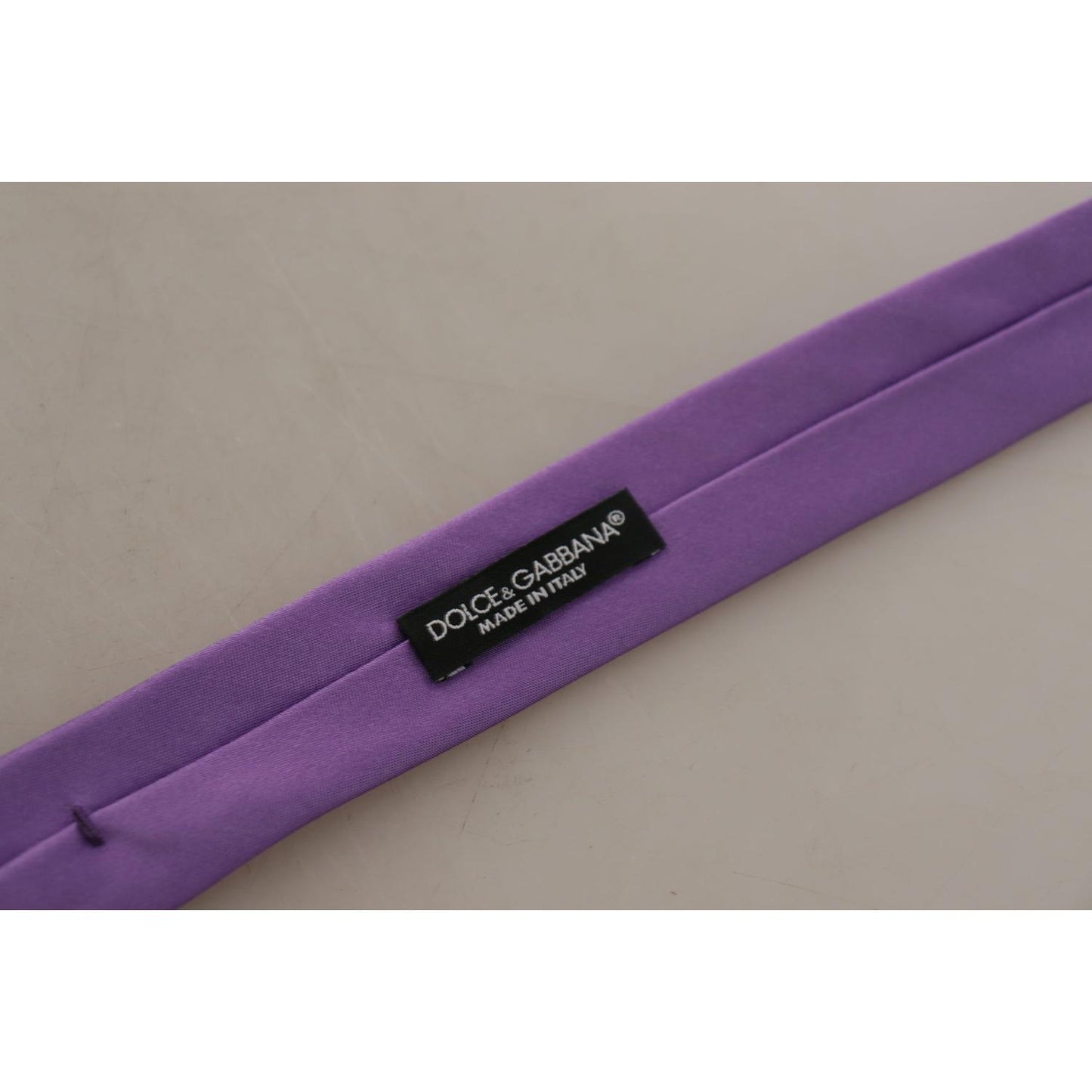 Dolce & Gabbana Elegant Purple Silk Bow Tie purple-solid-print-silk-adjustable-necktie-accessory-tie