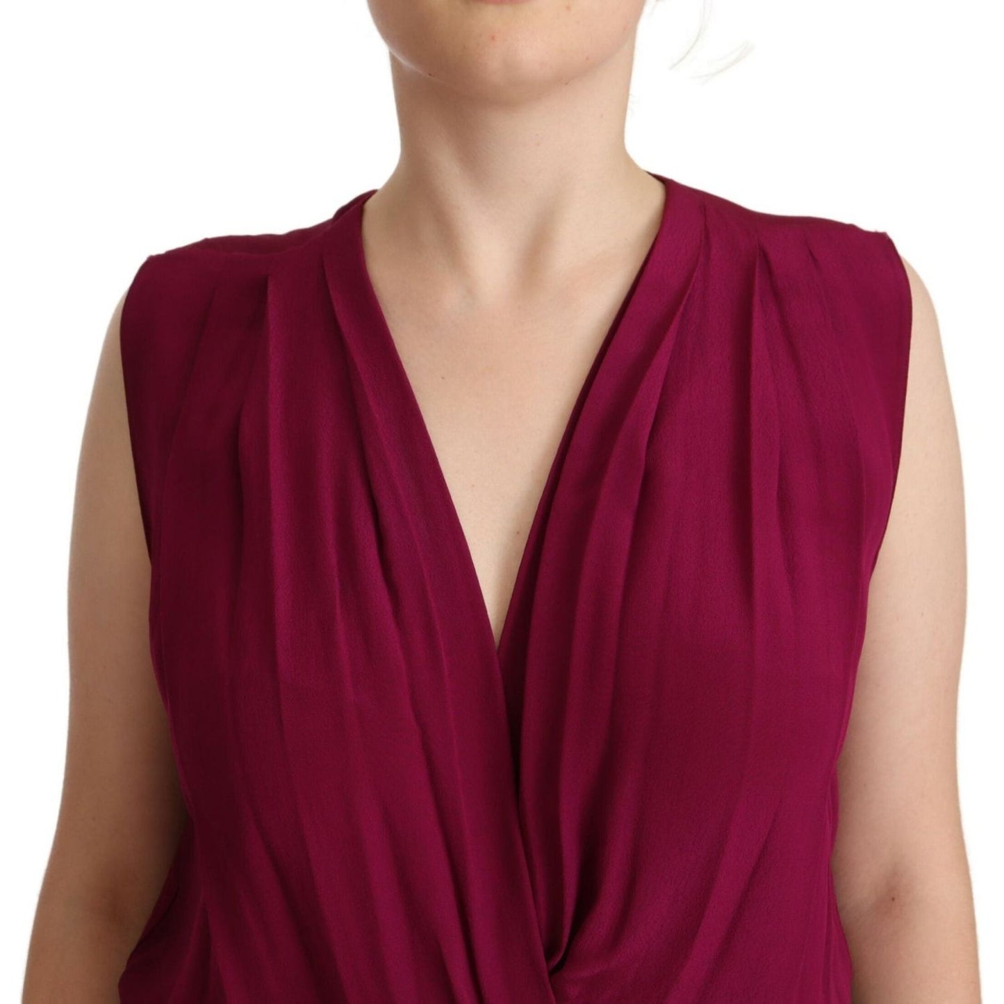 PINKO | Elegant Plum V-Neck Sleeveless Bodysuit| McRichard Designer Brands   