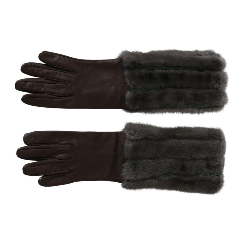 Dolce & Gabbana Elegant Mid-Arm Leather Gloves in Brown elegant-mid-arm-leather-gloves-in-brown