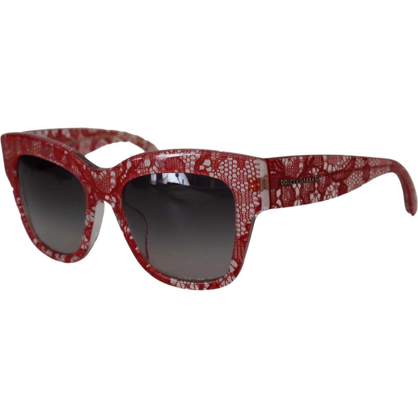 Dolce & Gabbana Sicilian Lace Accented Designer Sunglasses red-lace-acetate-rectangle-shades-dg4231f-sunglasses