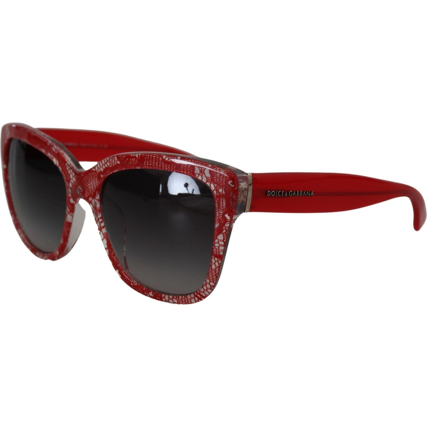 Dolce & Gabbana Elegant Red Lace-Insert Sunglasses red-lace-acetate-rectangle-shades-dg4226f-sunglasses