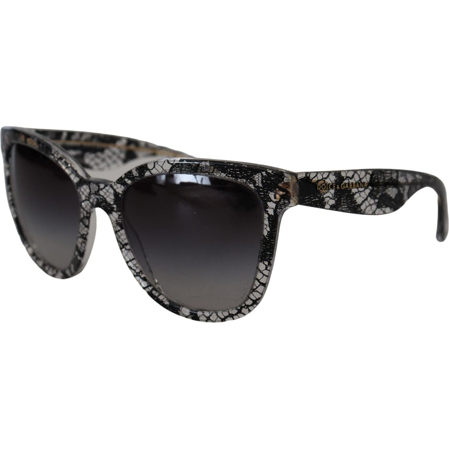 Dolce & Gabbana Elegant White Lace Applique Sunglasses black-lace-white-acetate-frame-shades-dg4190-sunglasses